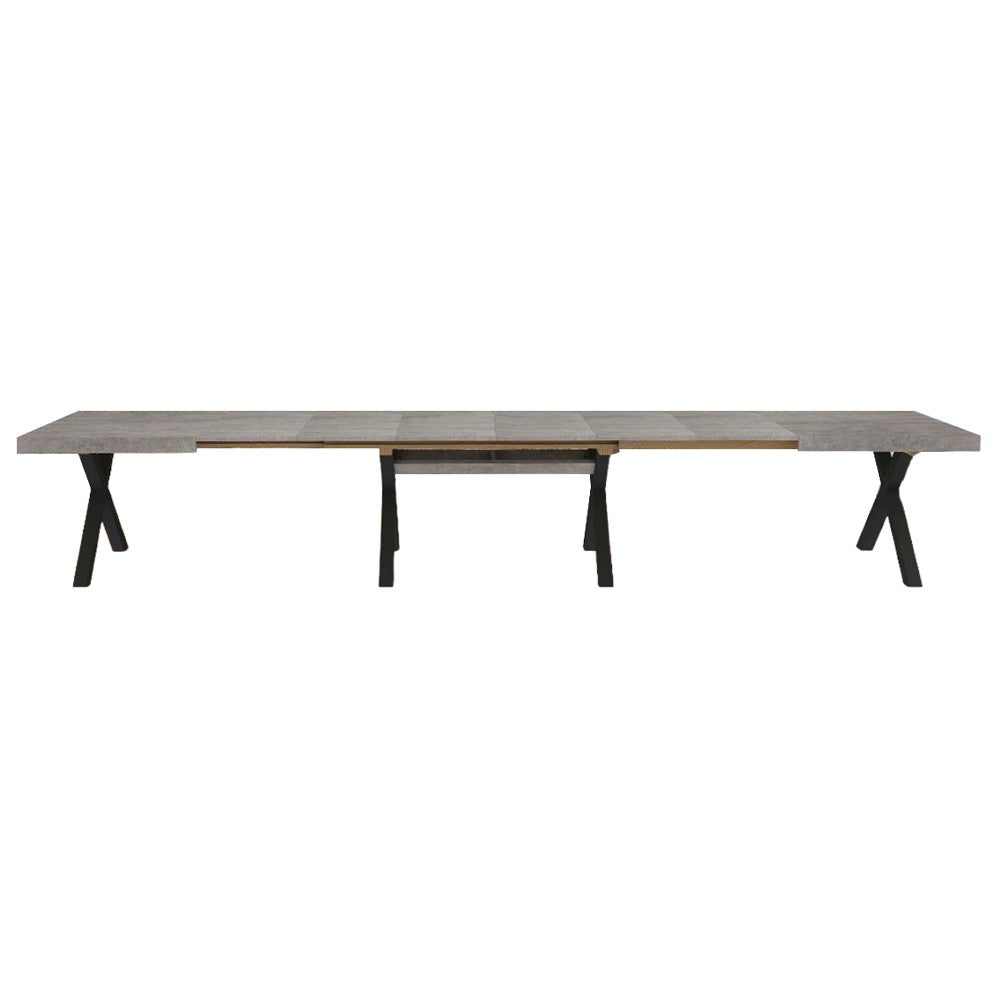 Tavolo Milonga480 180x100 cm. allungabile 480 cm con piano in cemento e gambe antracite