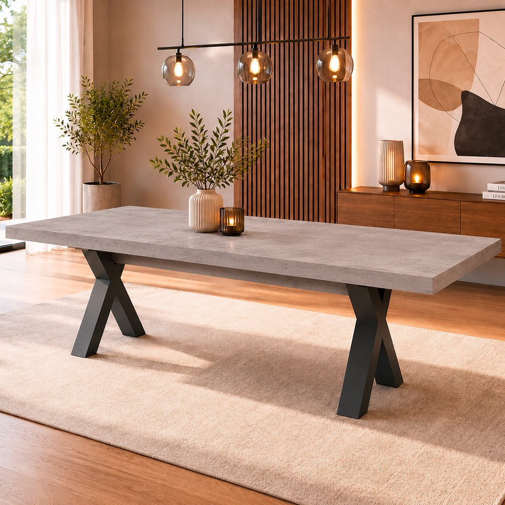 Tavolo Milonga480 180x100 cm. allungabile 480 cm con piano in cemento e gambe antracite