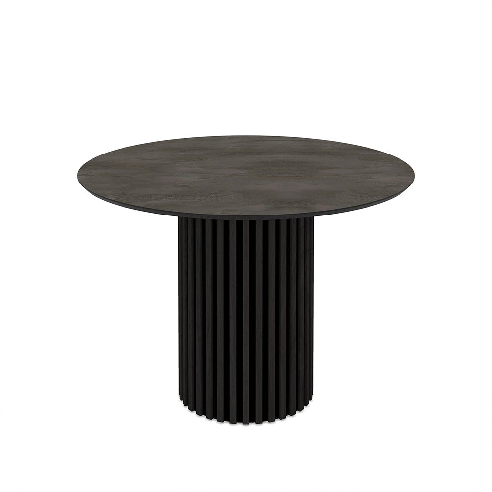 Tavolo Olympus con piano in irony grey super matt e struttura in legno nero