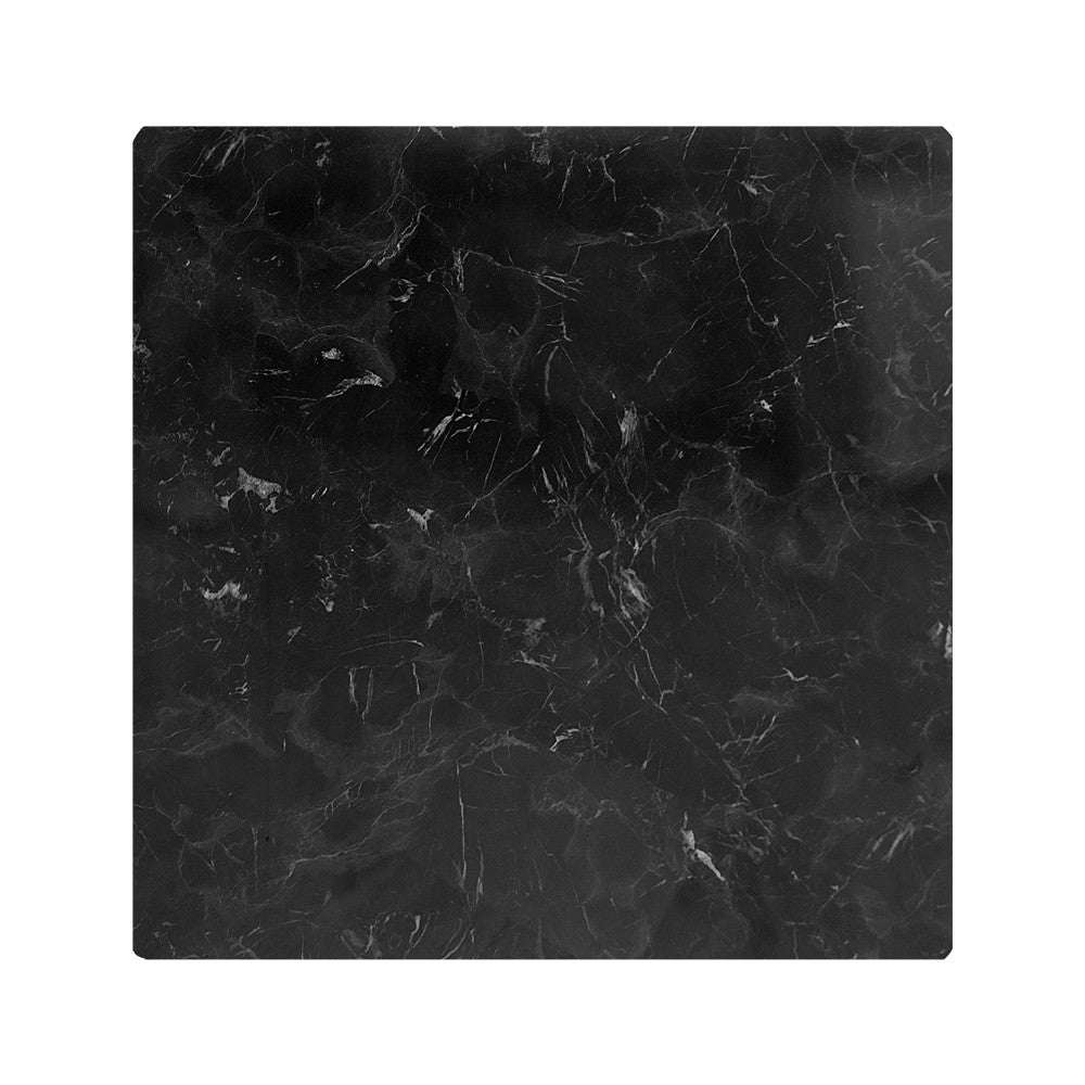 Tavolo quadrato Key 80x80 base nera e piano effetto marmo nero con bordo dorato