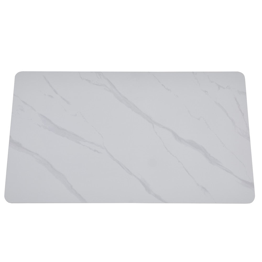 Tavolo rettangolare fisso Megalit con piano in ceramica bianco lucido e struttura in metallo nero