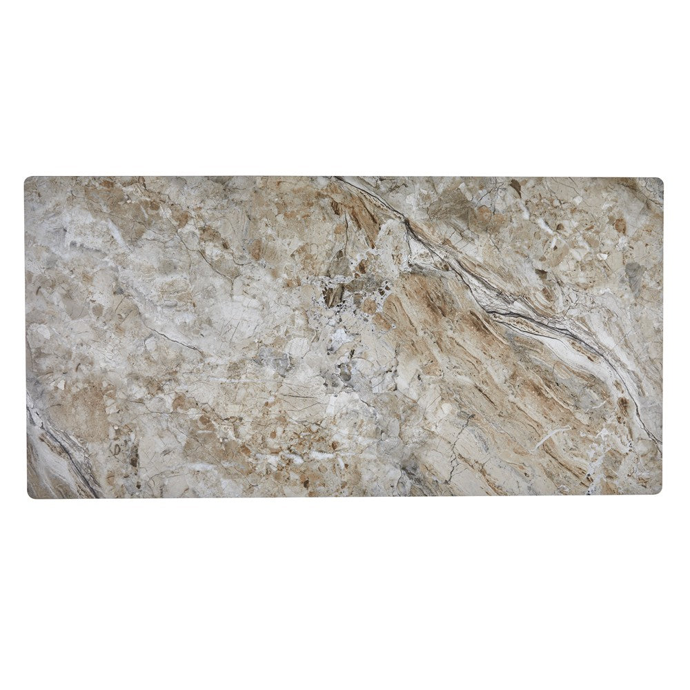 Tavolo rettangolare Imperial con piano in ceramica effetto marmo lucido senafe brown e gambe in metallo nero