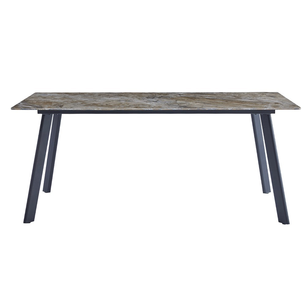 Tavolo rettangolare Imperial con piano in ceramica effetto marmo lucido senafe brown e gambe in metallo nero
