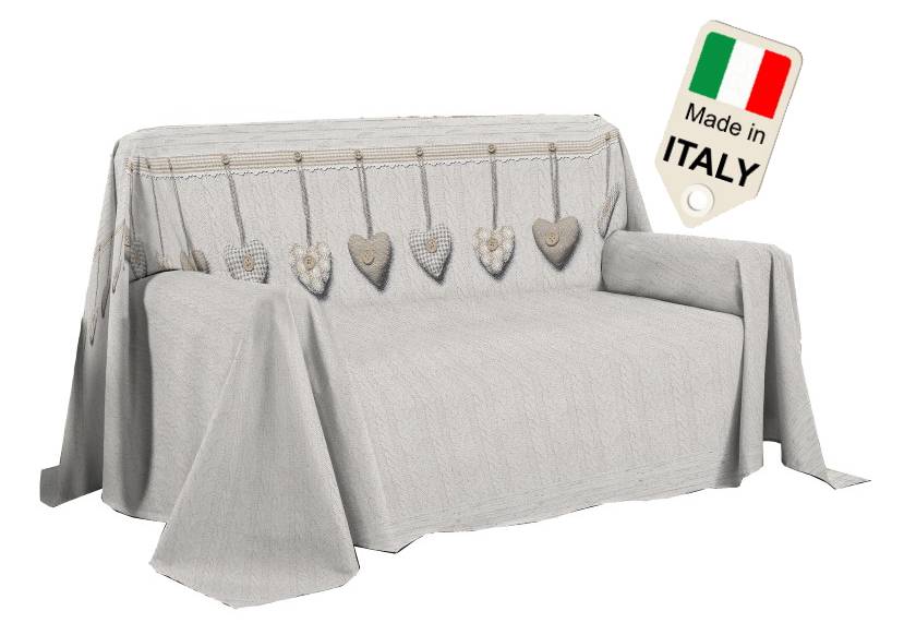Telo Copridivano 180 x 290 cm Made in Italy, Copritutto 100% Cotone, colore Beige, Telo Arredo, Salvadivano Copriletto Estivo - Milano 7 Arte e Design