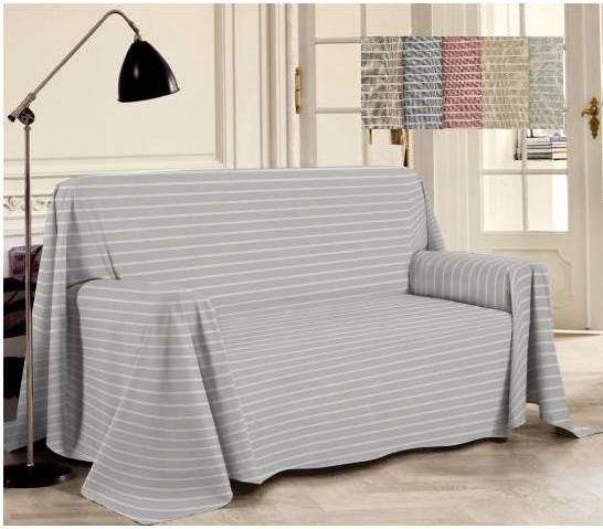 Telo Copridivano Made in Italy, Copritutto 100% Cotone Riciclato Tinto Filo, a Righe, Telo Arredo, Salva Divano, Coperta Picnic - Milano 7 Arte e Design