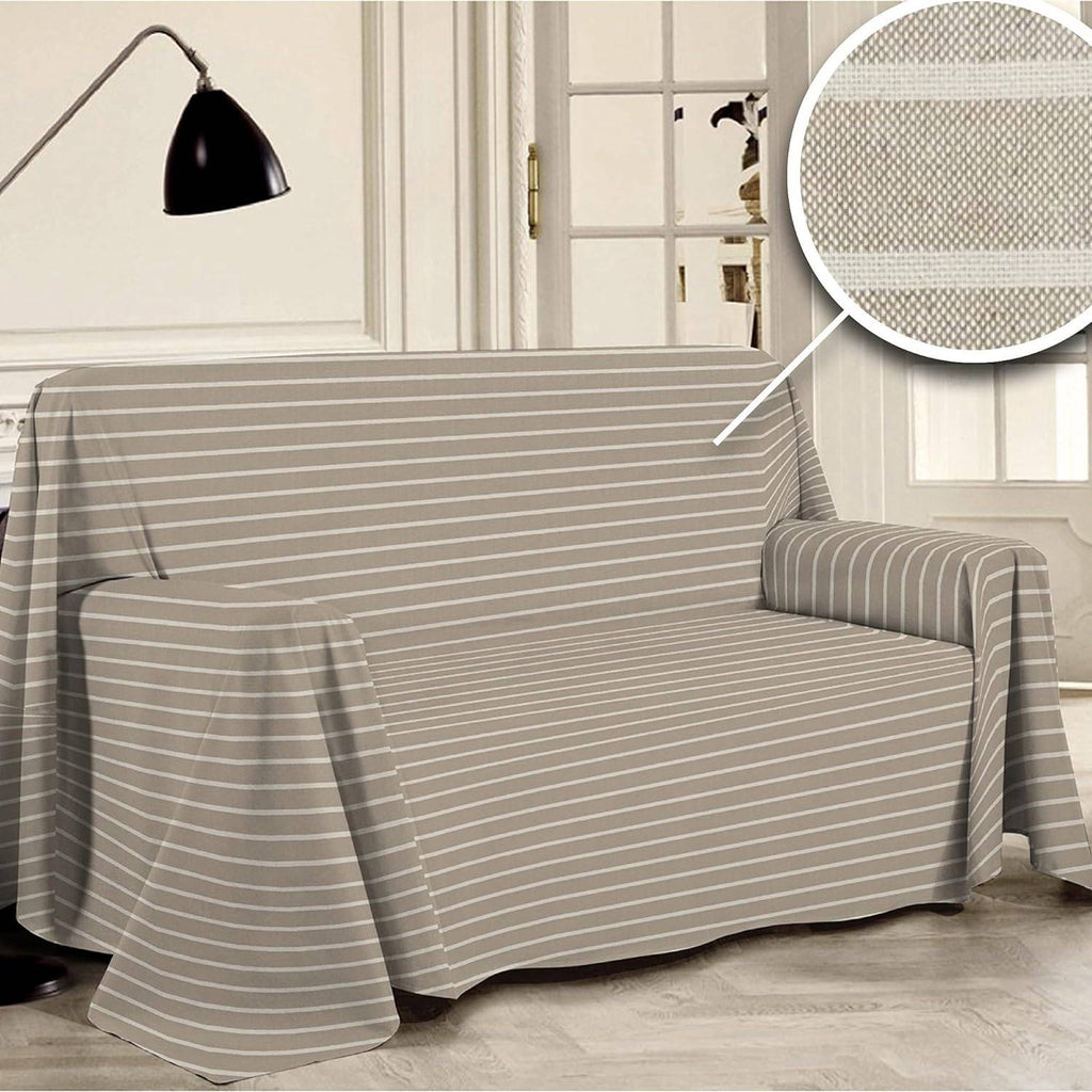 Telo Copridivano Made in Italy, Copritutto 100% Cotone Riciclato Tinto Filo, a Righe, Telo Arredo, Salva Divano, Coperta Picnic - Milano 7 Arte e Design