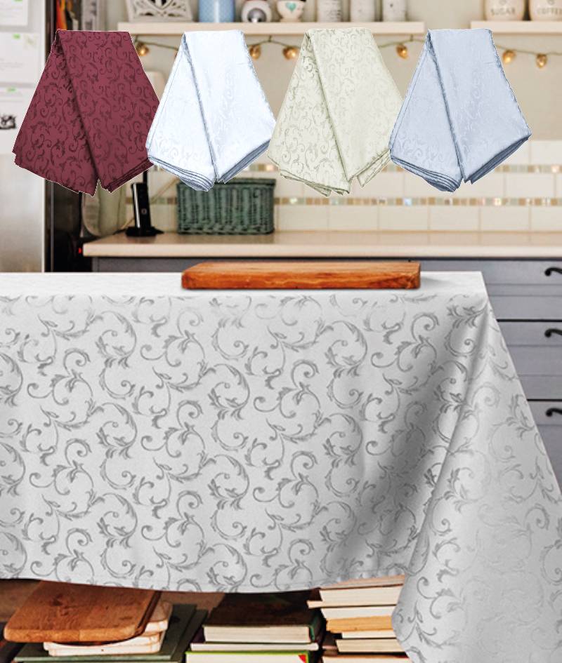 Tovaglia Antimacchia Idrorepellente Jacquard tavolo 6 persone RETTANGOLARE no stiro