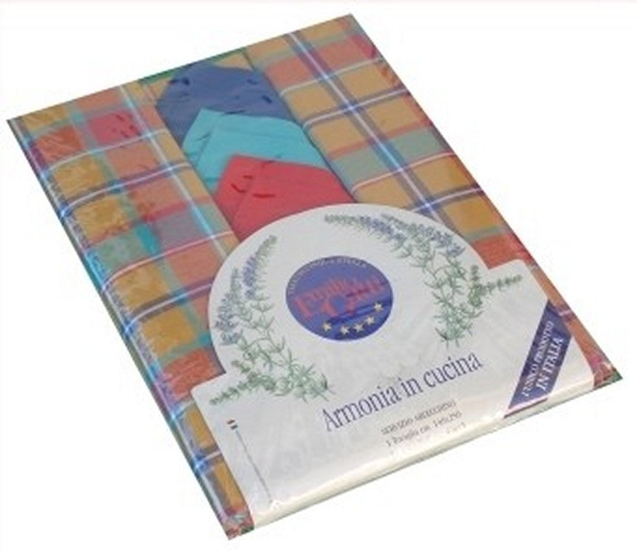 Tovaglia tavolo pranzo cena servizio 12 tovaglioli 100% cotone quadri
