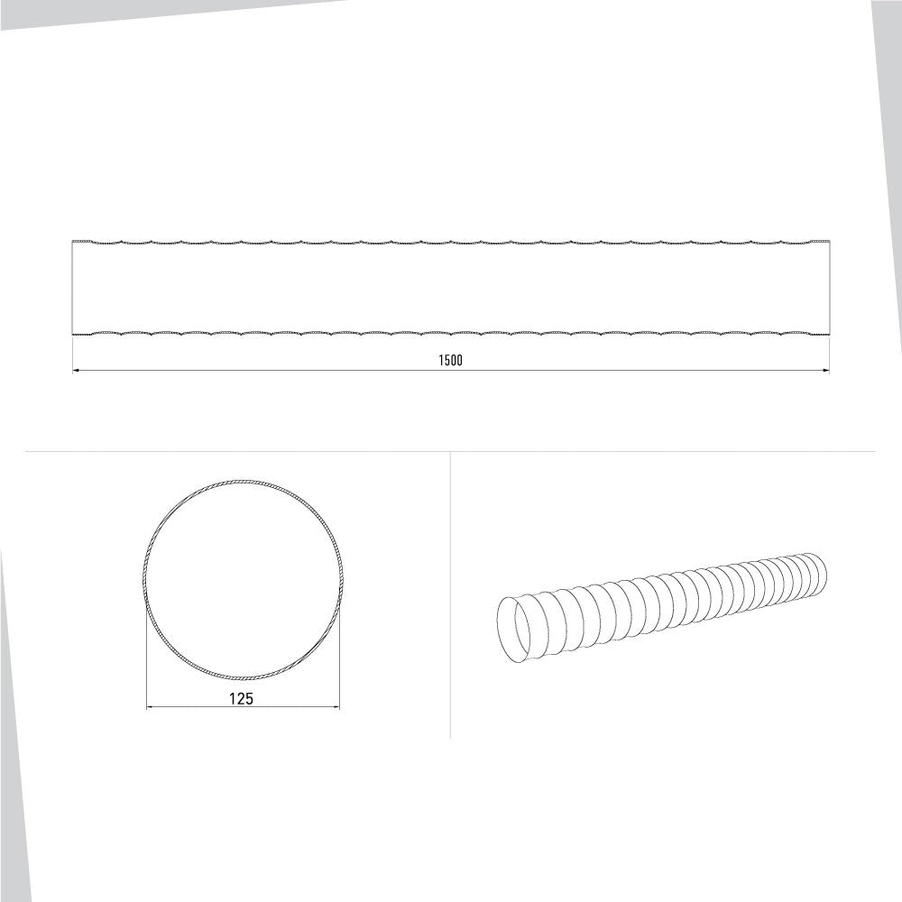Tubo flessibile tondo per cappe BVTF1251500 1,5 mt.