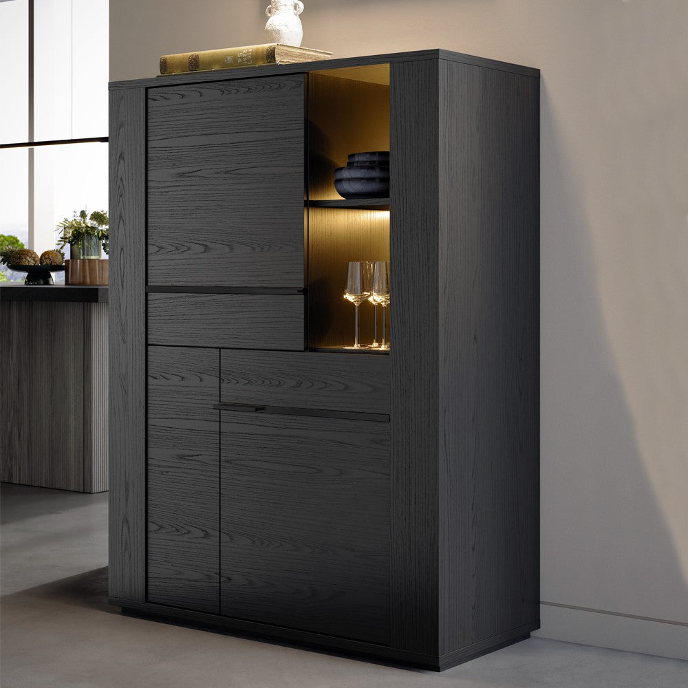 Vetrina credenza Alce 2 ante nero