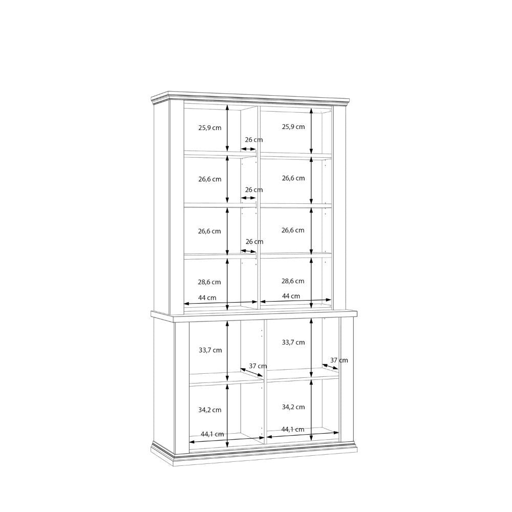 Vetrina Essenza con 2 ante a vetro e 2 ante in stile classico colore bianco e rovere
