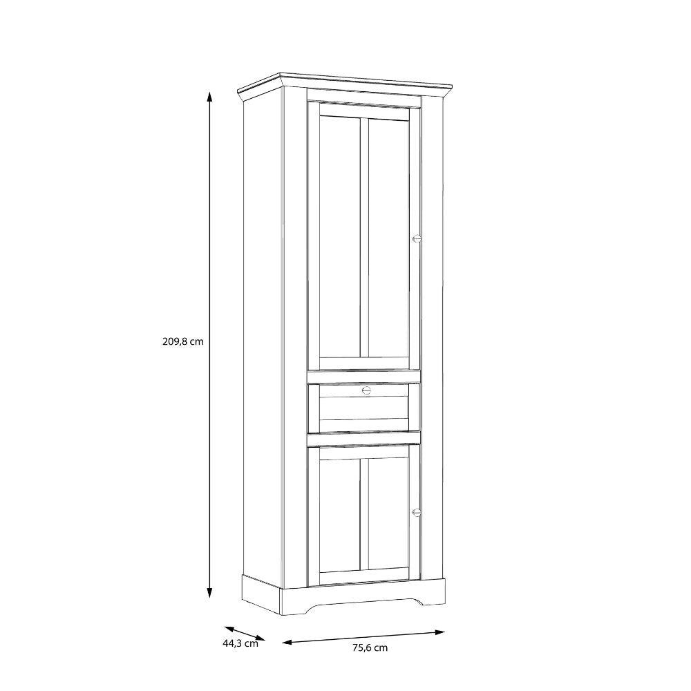 Vetrina Forma con 1 cassetto e 2 ante con luce integrata colore rovere neve e piano olmo scuro