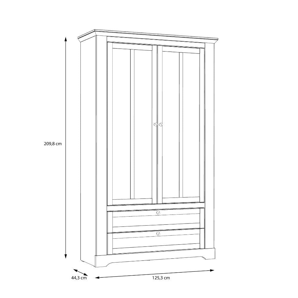 Vetrina Forma con 2 cassetti e 2 ante con vetro e con luce integrata colore rovere neve e piano olmo scuro