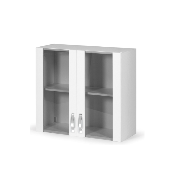 Vetrina pensile 80 cm due ante bianco frassinato